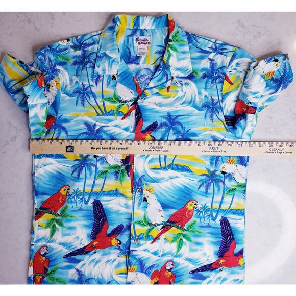 HAWAII Colorful Parrot Hawaiian S/S Shirt Button Up Men's Size Large *Minor Flaw - Picture 6 of 9